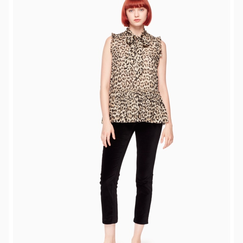 Kate Spade Leopard Clipped Dot Top NWT Size M